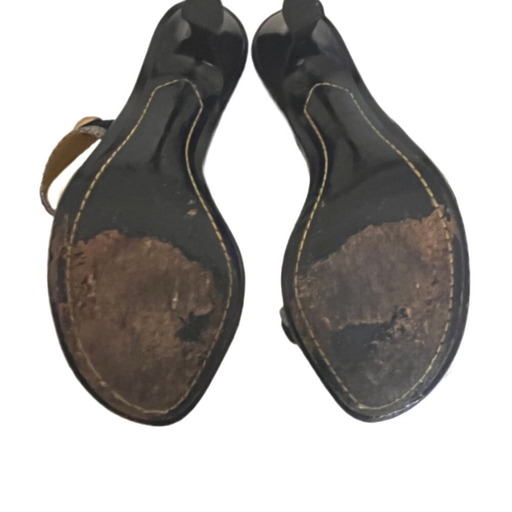 Louis Vuitton Paris Blue Canvas 3.5" Heeled Sandals Metal Logo Size 35/US size 5 - Picture 13 of 13